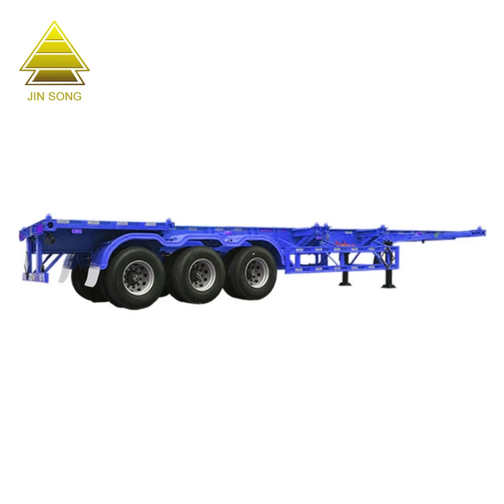 Manufacturer Tri-Axle 20/40 foot Flatbed Cargo Container Skeleton/Skeletal Semi Truck Trailer