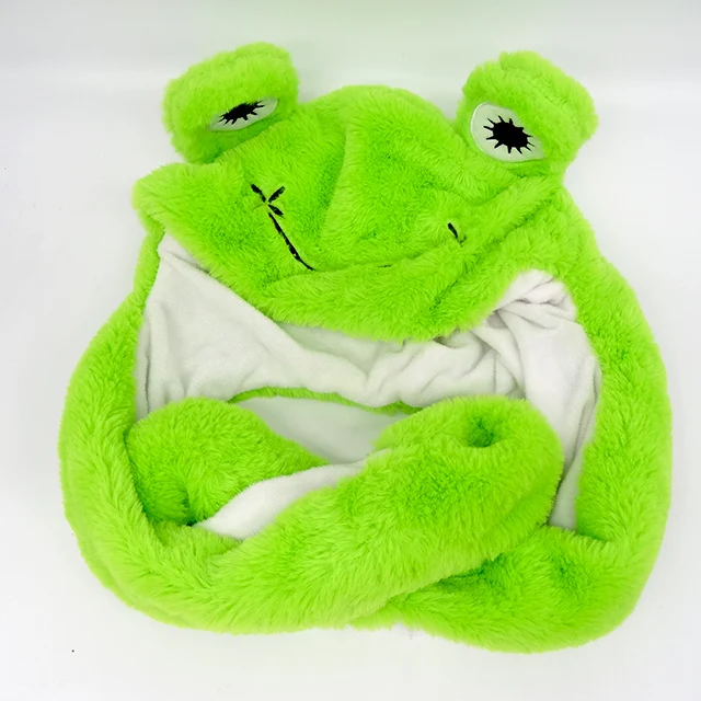 Children Moving Eyes Frog Winter Hat Party Leisure Custom Stuffed Animal Cute Plush Toy