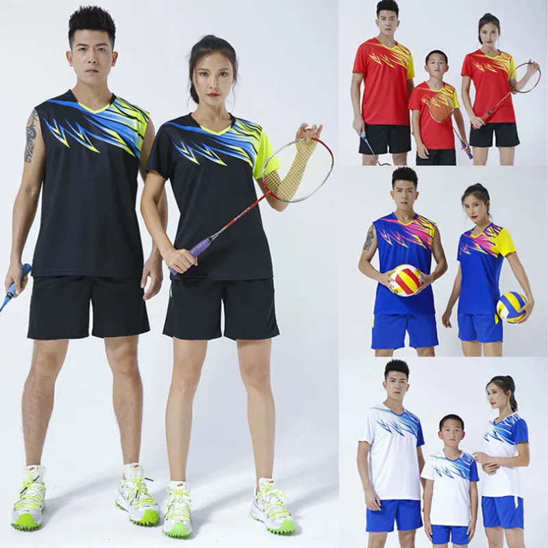 2111 Men women badminton clothing suits sleeveless sportswear perspiration sublimation T-shirt & shorts table tennis clothing