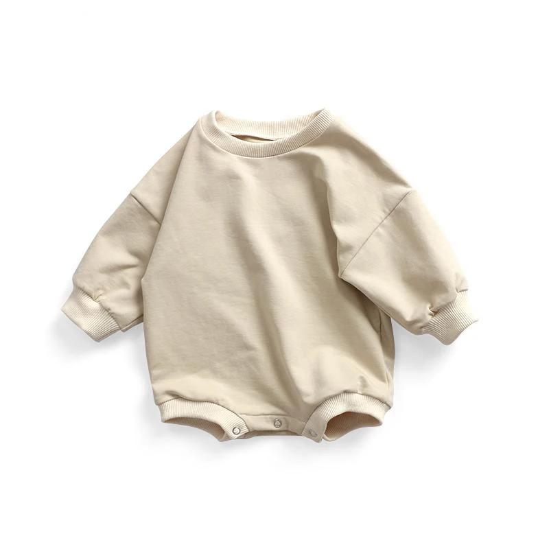 New Trendy Cute Long Sleeve Baby Onesie Blank Terry Oversized Sweater Fabric Plain Full OEM Service Unisex Baby Bodysuit Romper