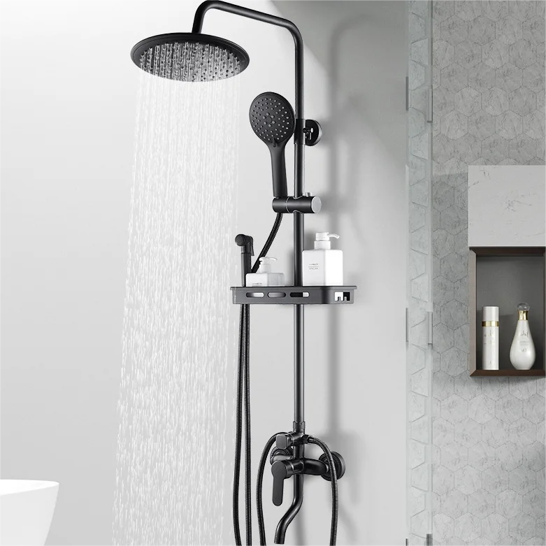 European style copper body bathroom black shower 4- function and 3-function.