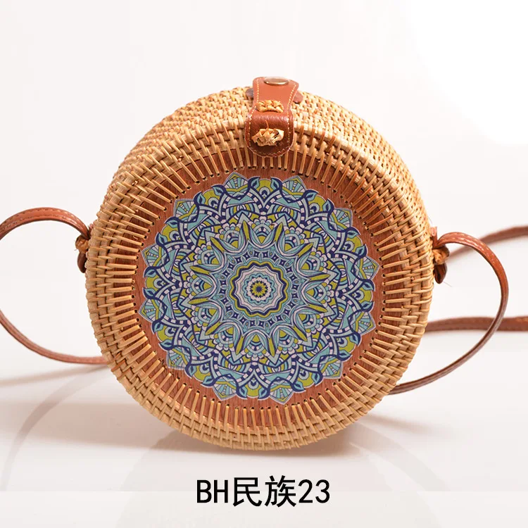 wholesale ethnic style INS Popular Handmade Round Beach Shoulder Bali Circle women rattan bags