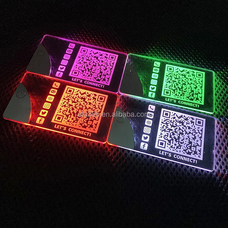 16 NEW 2023 Luxury LED Acrylic Business Cards Custom Business Card Printing Laser Engrave Unique Light up Clear Business Card