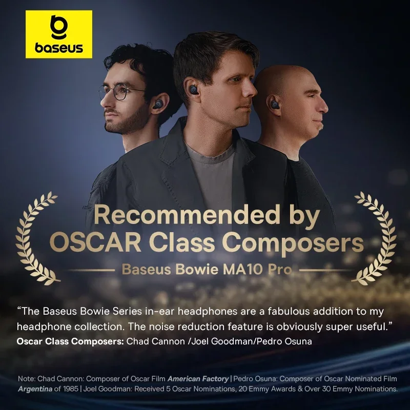 Baseus Bowie MA10 Pro Wireless Earphones 48dB Active Noise Cancellation Bluetooth 5.3 Earbuds 40H Battery Life IPX6 Waterproof