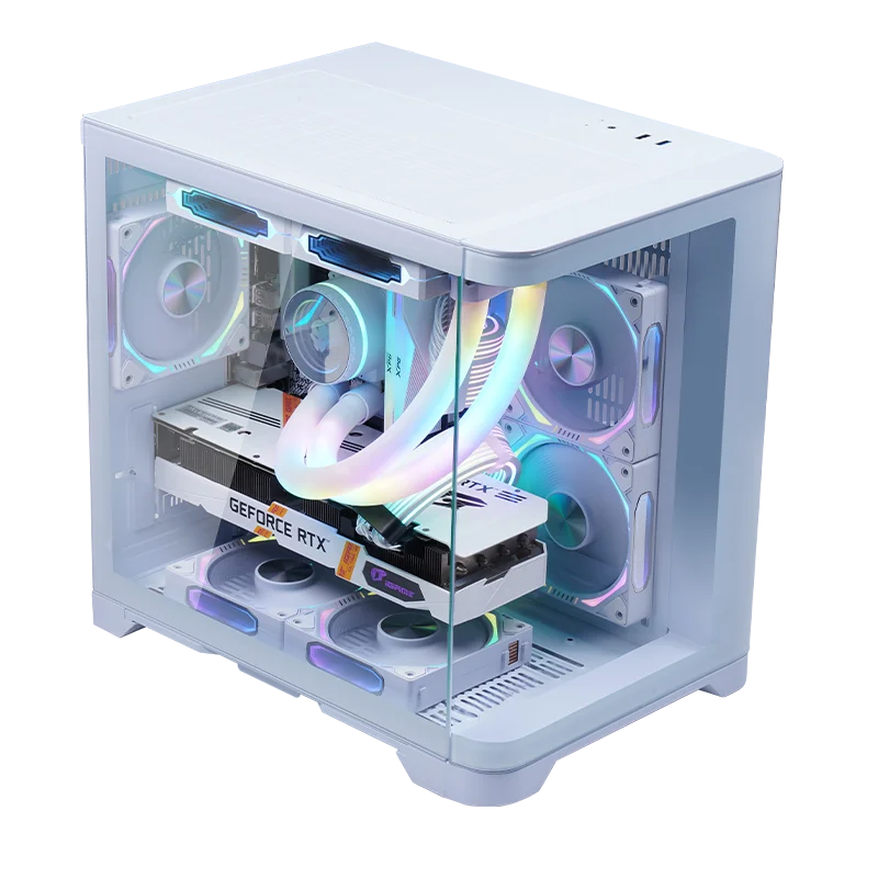 LY Factory Price OEM Curved Glass Full View PC Gamer Cabinet Support ARGB Fan ATX/MATX Cube PC Gamer Case