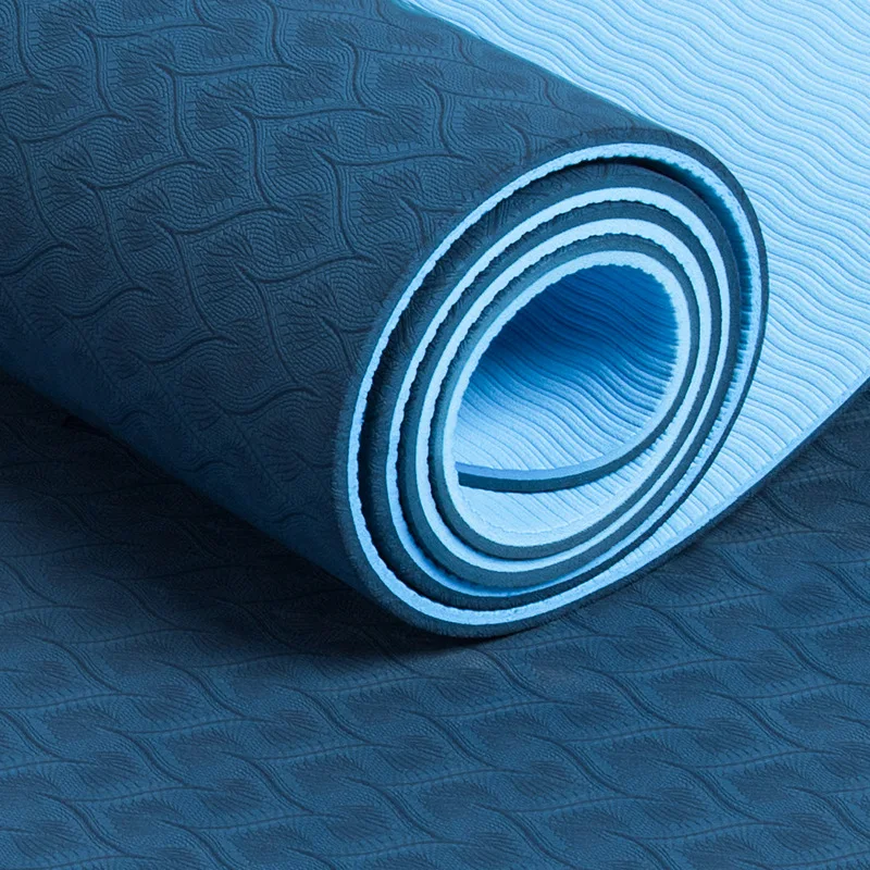 Flexible high density 80cm custom posture line logo workout mat 6mm water resistance TPE yoga mat