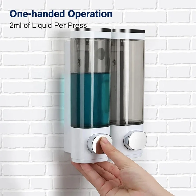 Bathroom Abs Lockable Hotel Bathroom Shampoo Soap Dispenser Wall-mounted Double Soap Dispenser Manual Liquid Soap Dispenser