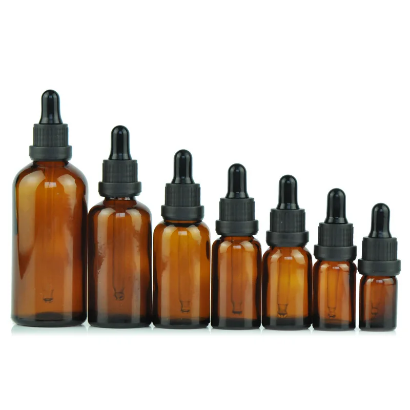 15ml 20ml amber tamper evident covers glass oil dropper bottle with pipette