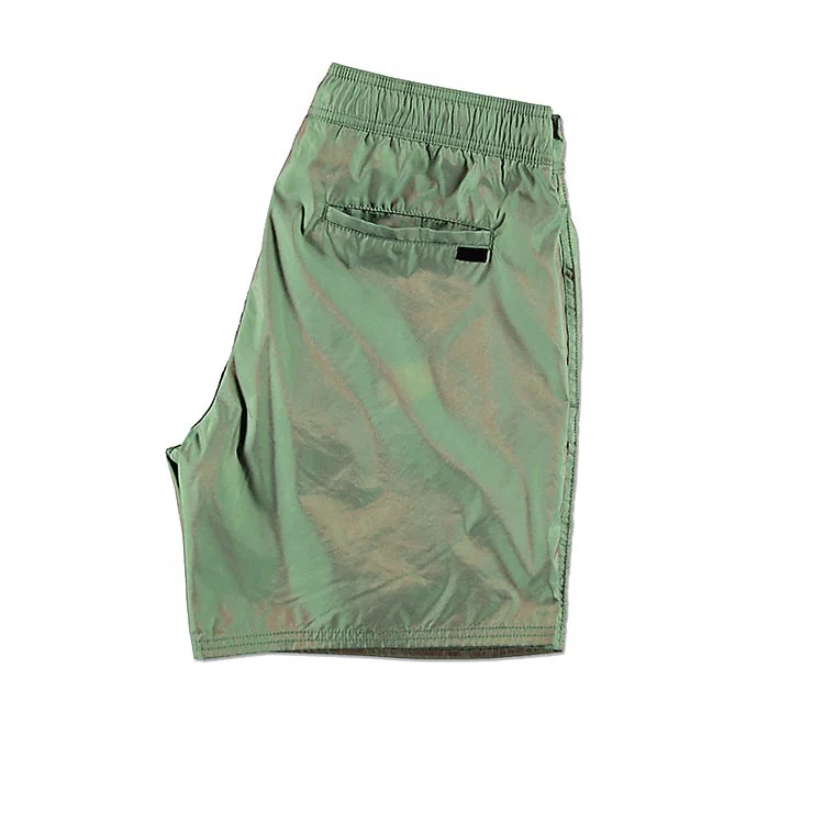 
Summer Style Mens Iridescent Green Mesh Lined Reflective Board Shorts 