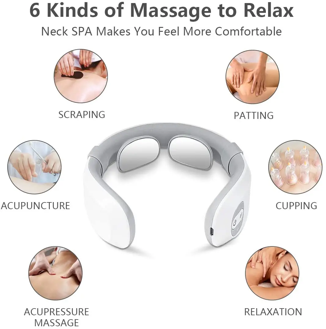 The Cordless Electric Neck Massager Has Six Output Pulses And 15-Level Intensity Remote Control Operation Is More User-Friendly