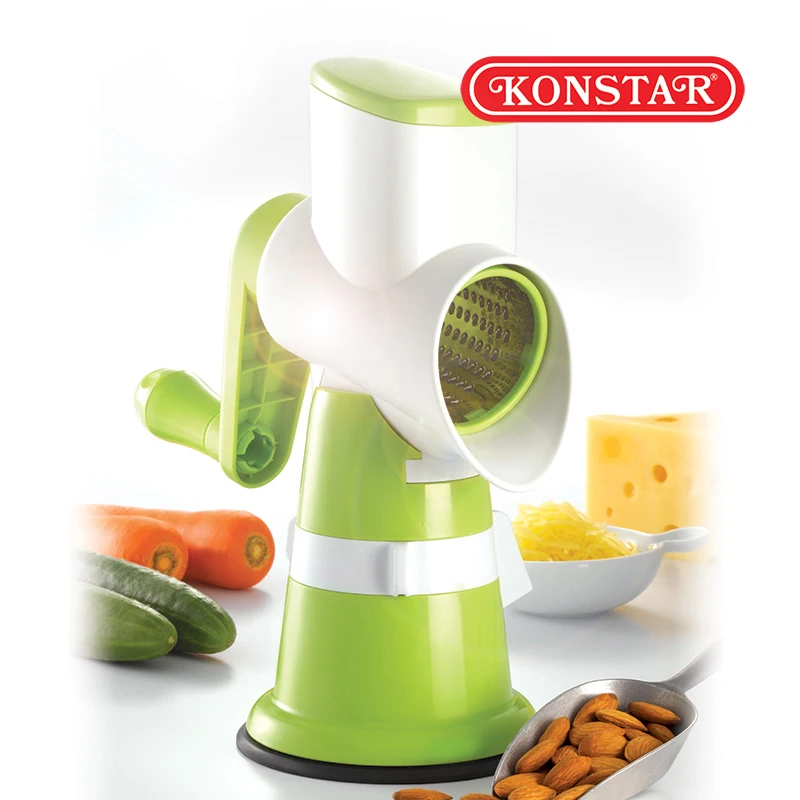 Best New Models Quick Green Hand Operated Mandoline Vegetable Cutter Rotary Cheese Grater