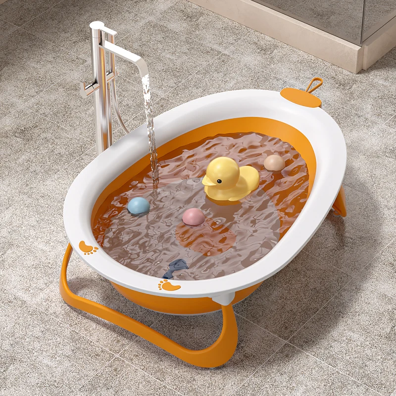 Mini Foldable Collapsible Plastic Baby Folding Bath Tubs Bathtub Set With Stand For Kids 2022