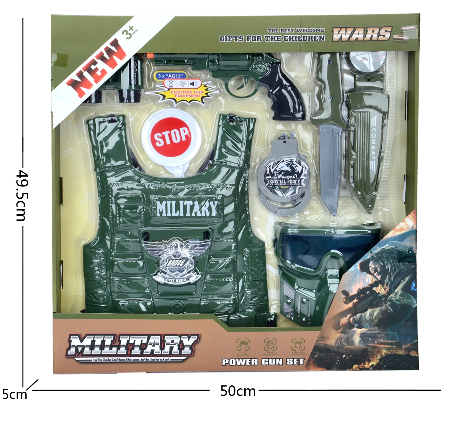 Wholesale Cheap hot selling children kid military vest soldier costume toys play set