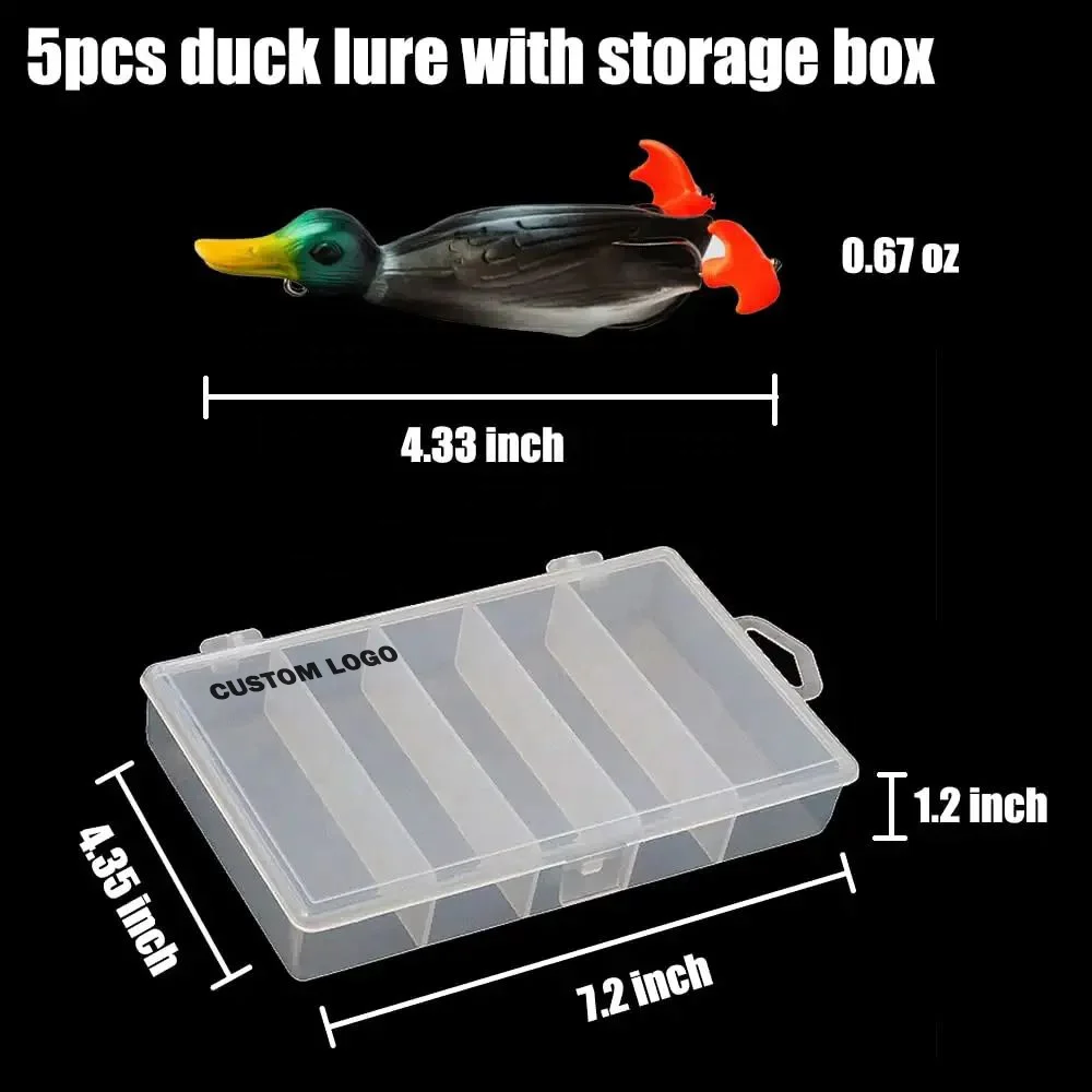 Duck Lure Soft Bait Silicone Fishing Lures Hooks Double Hooks Floating Swimming Lures 5pcs