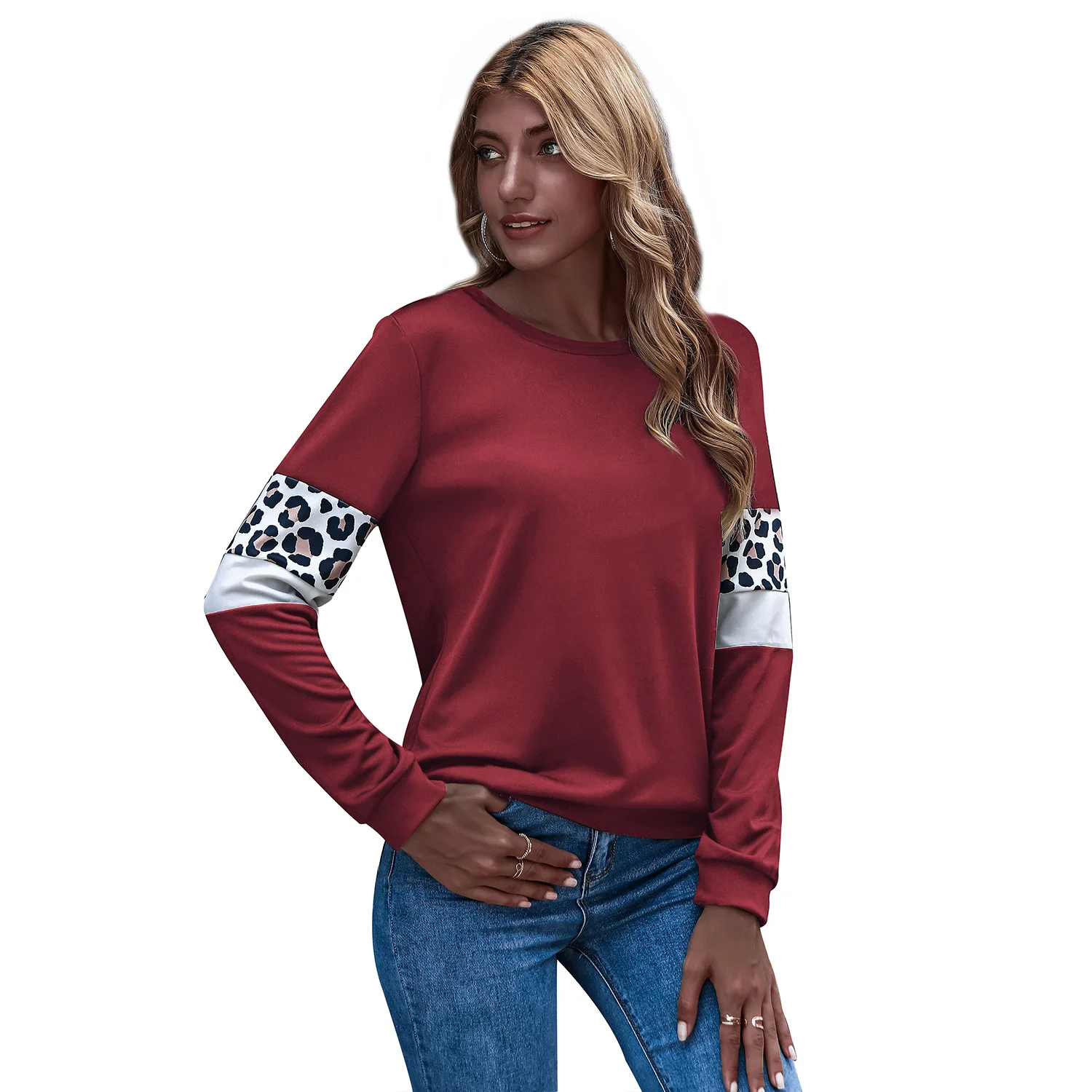 
Hot sale casual workout knit womens t-shirt sweater long sleeve top for autumn 
