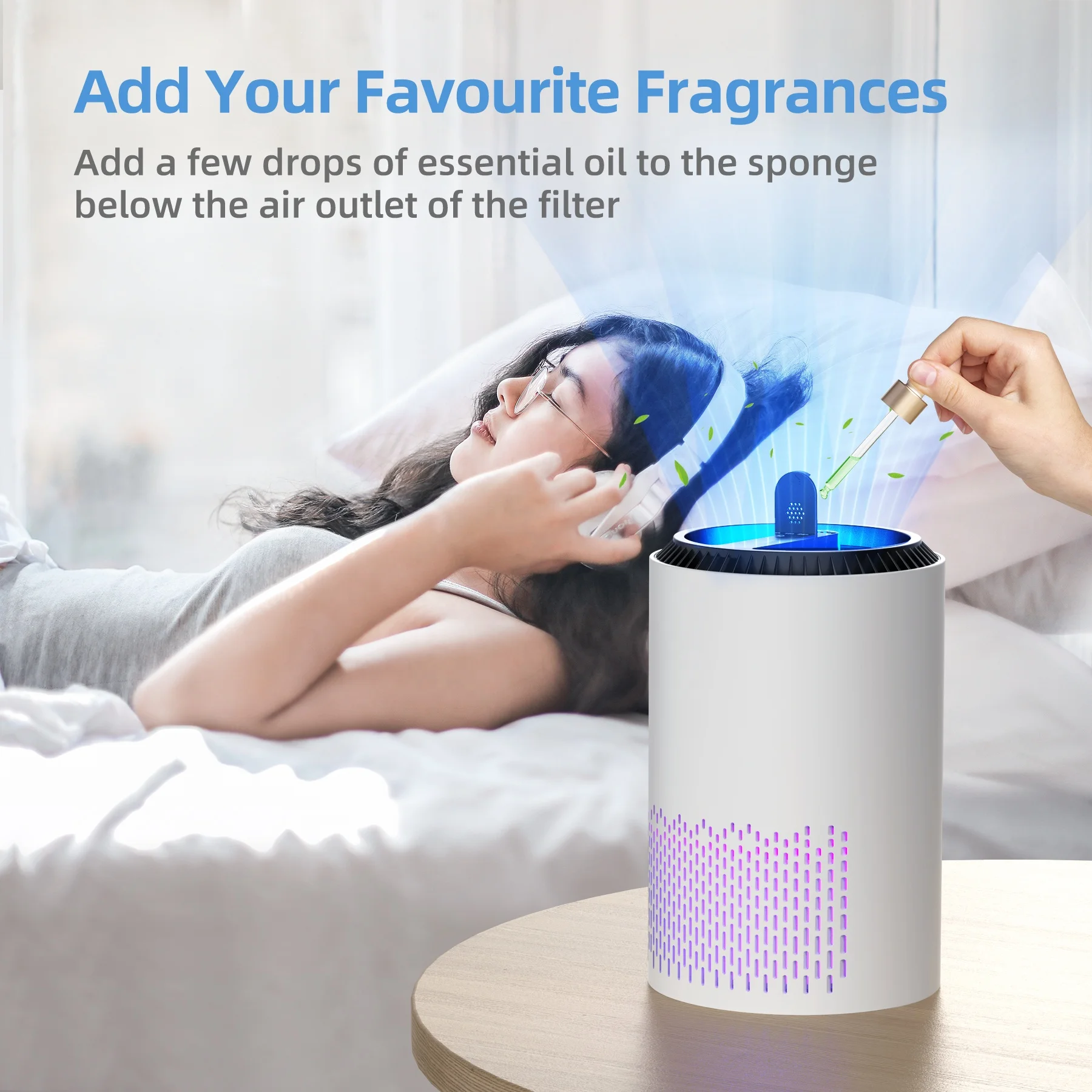 OEM custom tuya wifi control aroma diffuser carbon filter technology low price hepa air purifier for home