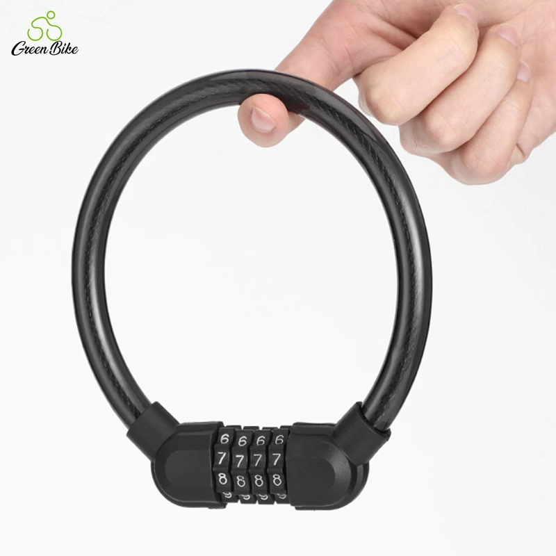 Bicycle portable anti-theft lock MTB four-digit code steel cable lock