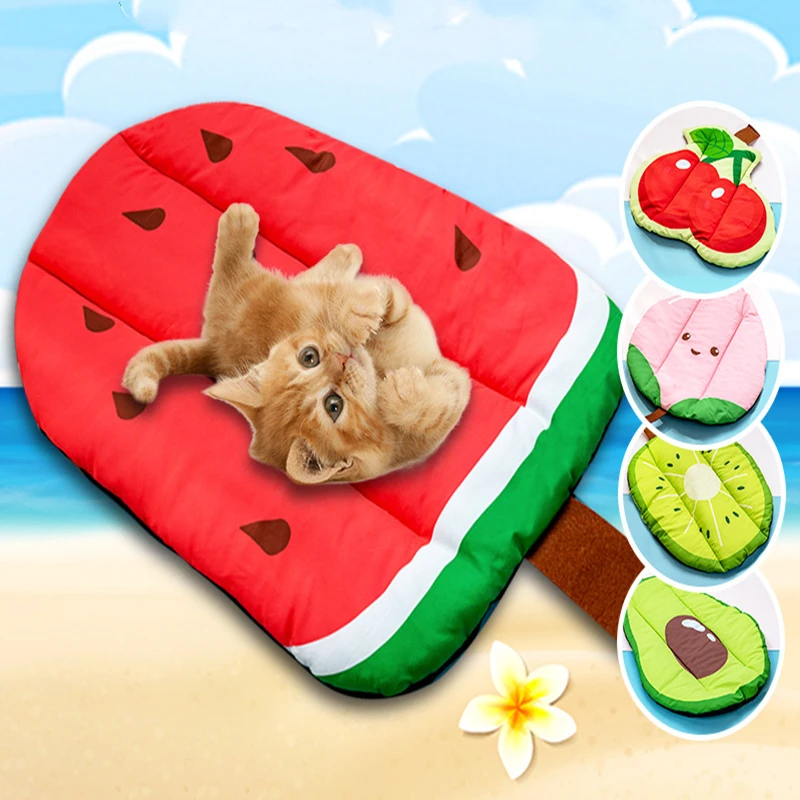 Cute Summer Pet Dog Cat Cooling Ice Mat cat Cage Mats Pads Fruit Popsicle Bubble Tea Boba Shaped Mat for Small Dogs & Cats