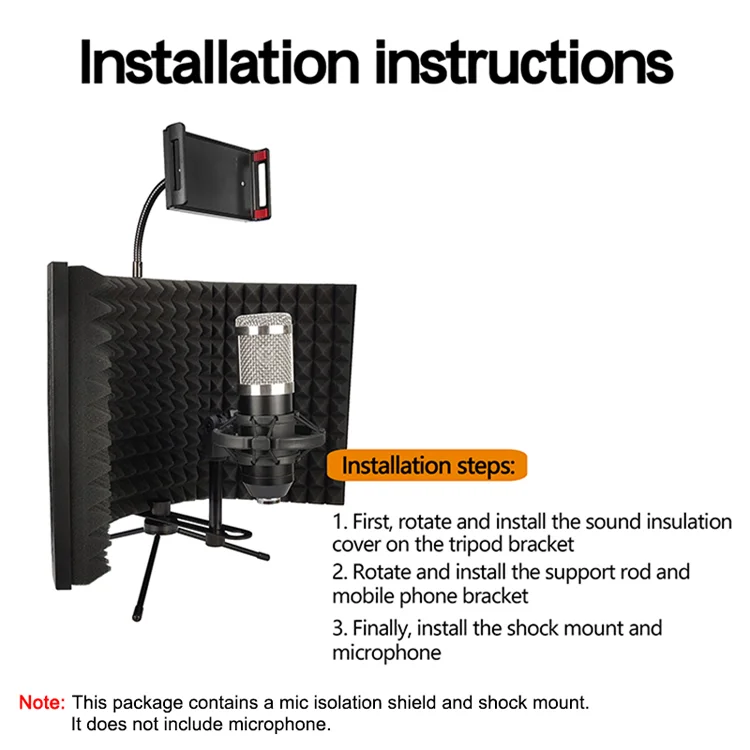  Трехдверная Звукоизоляционная Крышка для микрофона крышка Звукоизолирующая студийной записи