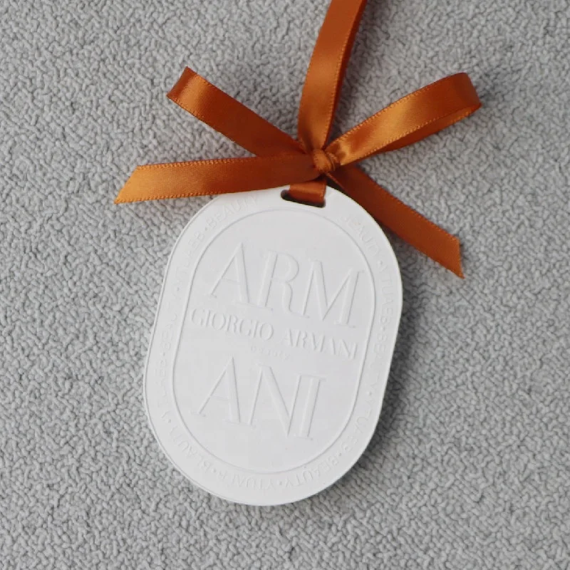 Logo Customized Hanging Oval Scented Ceramic Essential Oil Stone Perfume Tester Aromatherapy Diffuser