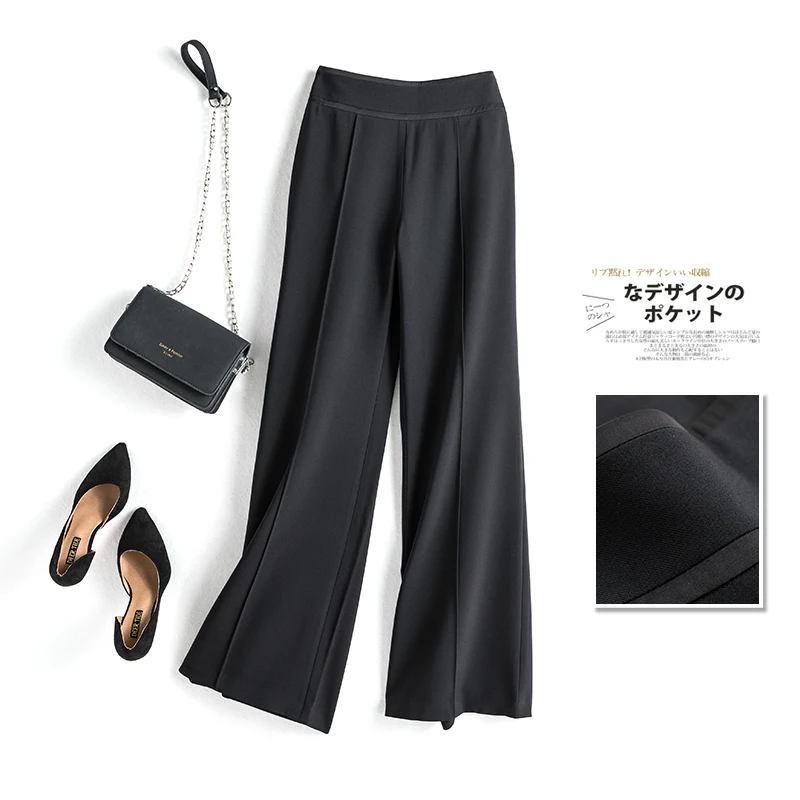 С высокой талией широкие ноги шелковые парадное, тонкое и крышка ягодиц штаны для женщин