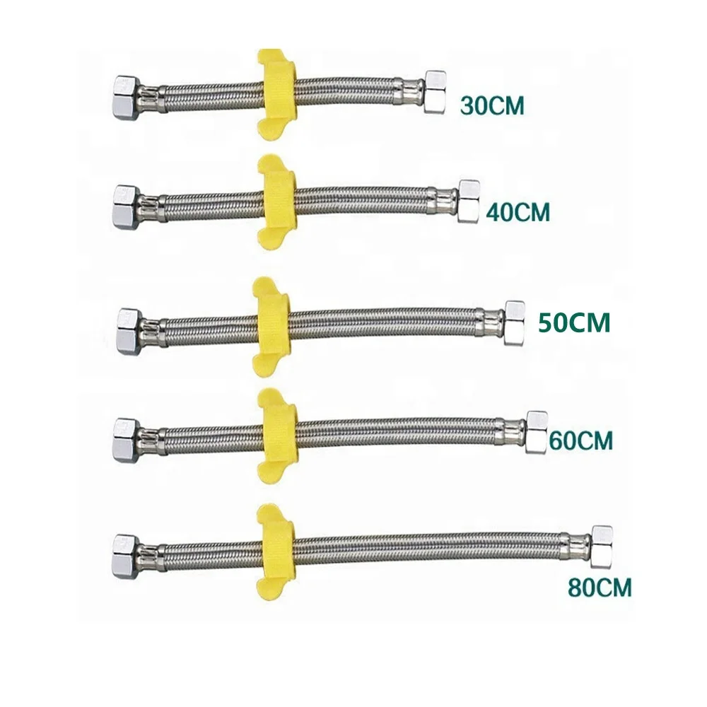 Non-toxic PVC Core Leak Free Flexible Toilet Connector 304 Stainless Steel Braided Metal Hose Inlet Hose Water Pipe