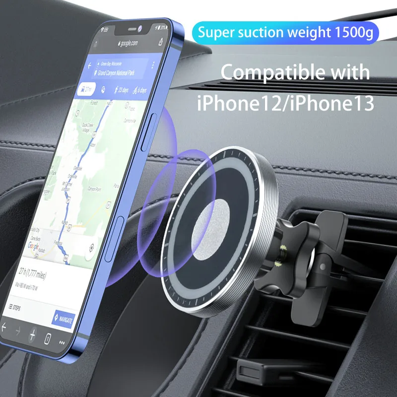 Metal Mobile Phone Holder For iPhone13 Magnetic Car Holder For Magsafe Car Mount