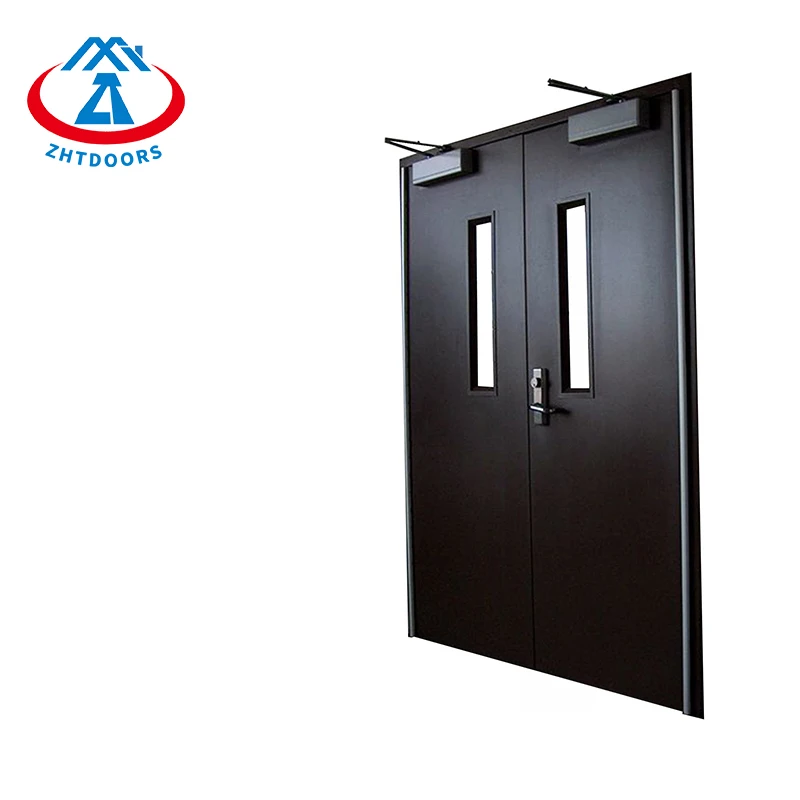 ZHTDOORS Заводские GB стандарт 90 защитные стальные двери входные наружные черные металлические противопожарные