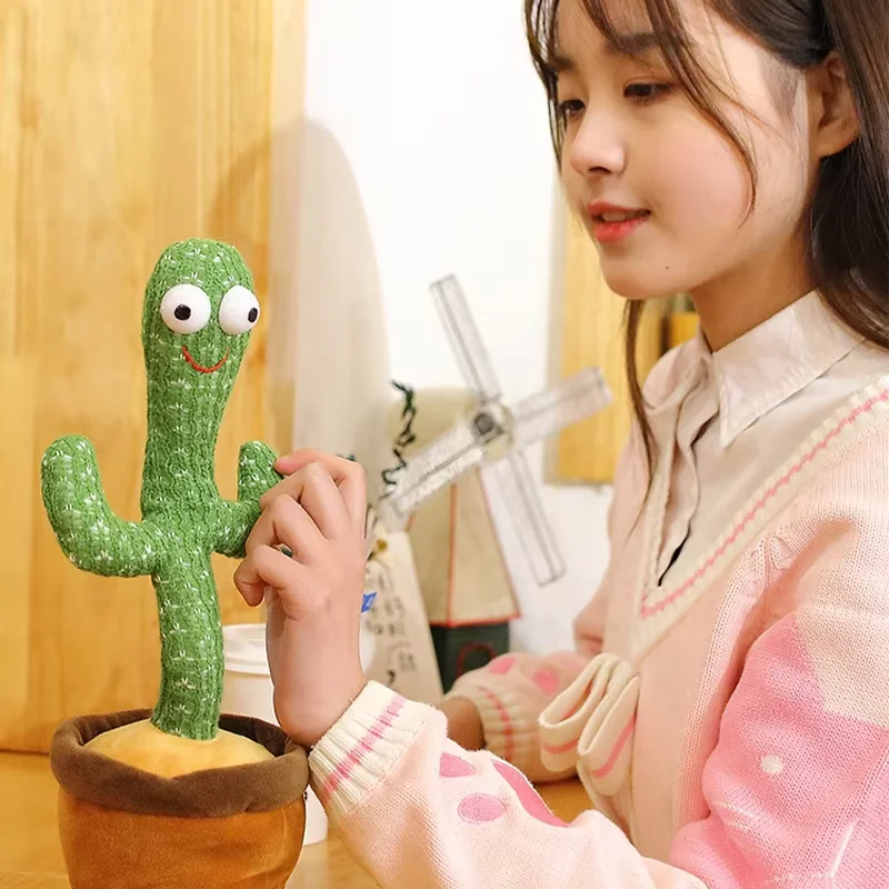 Hot Selling Christmas Gft Singing Dancing Saxophone Cactus Plush Toys Recording Toy Electric Dancing Cactus Toy