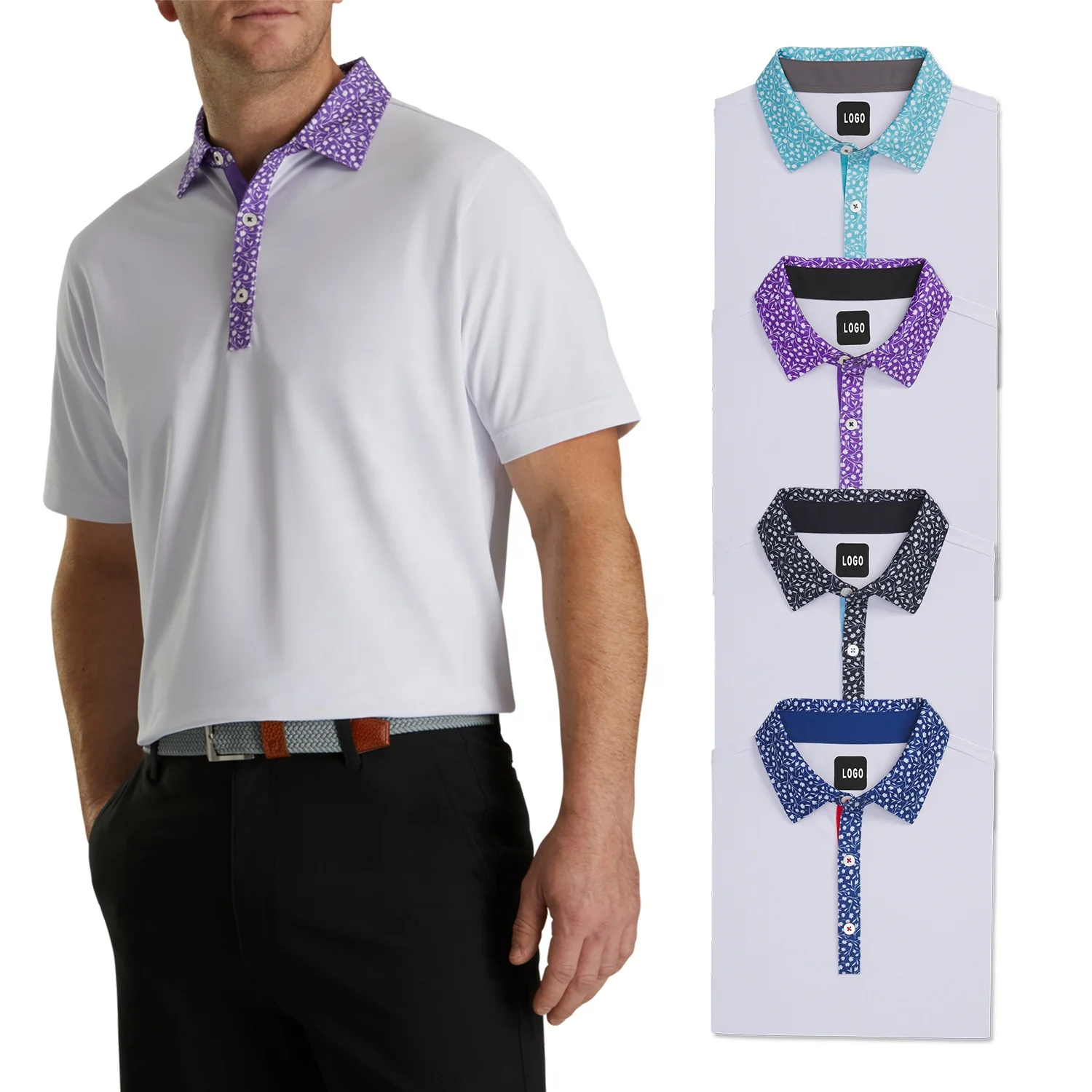 Blank Plus Size Short Sleeve Button Up Polo Shirts Heavyweight Golf Clothing 100% Cotton For Men