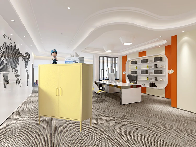 Light yellow metal living room office over desk mobile steel 2 doors storage file cabinet