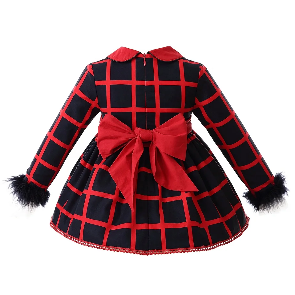 OEM 2021 Clothing Sets Baby Girls Plaid Baby Girl Princess Dresses with Bonnet 3 Pieces Set Baby Girls Party Wear Dress