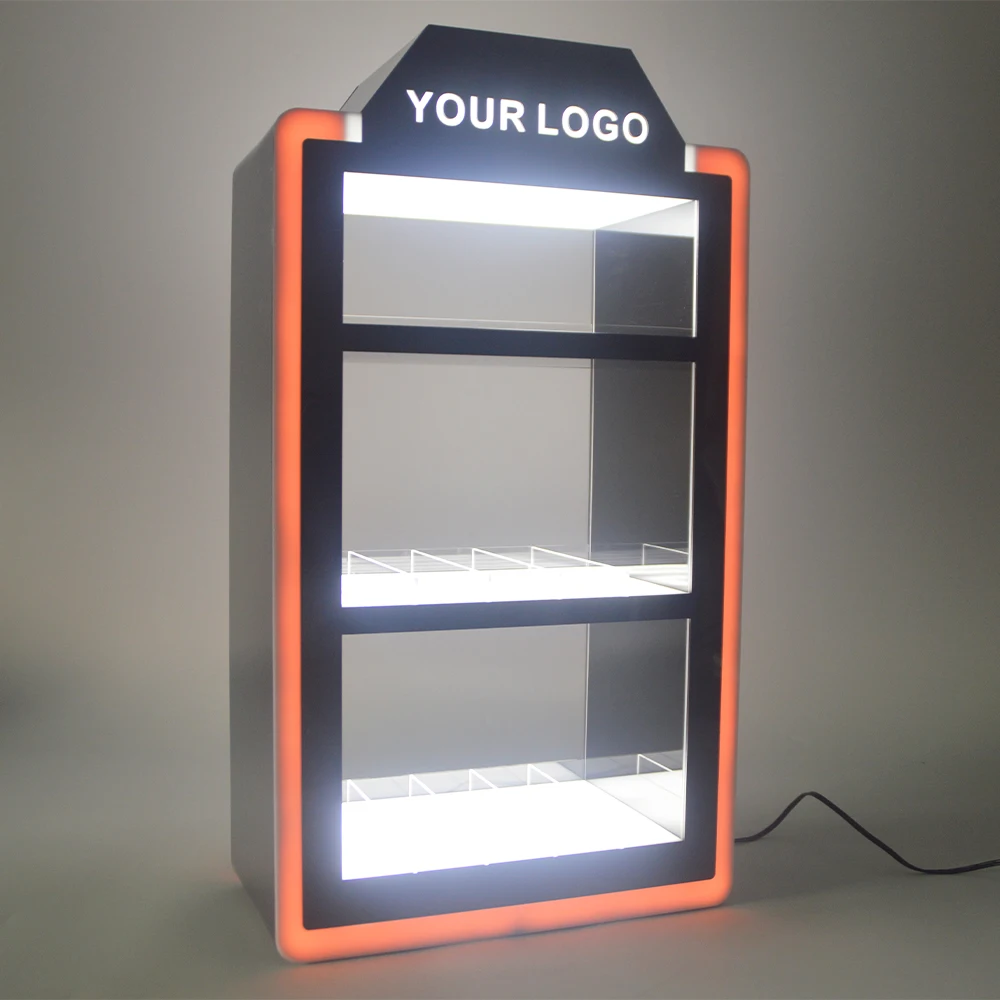 Free Sample Retail Store Factory RGB lights Custom Clear Acrylic Cigarette Lighter Hand-rolling Case Tobacco Display stand