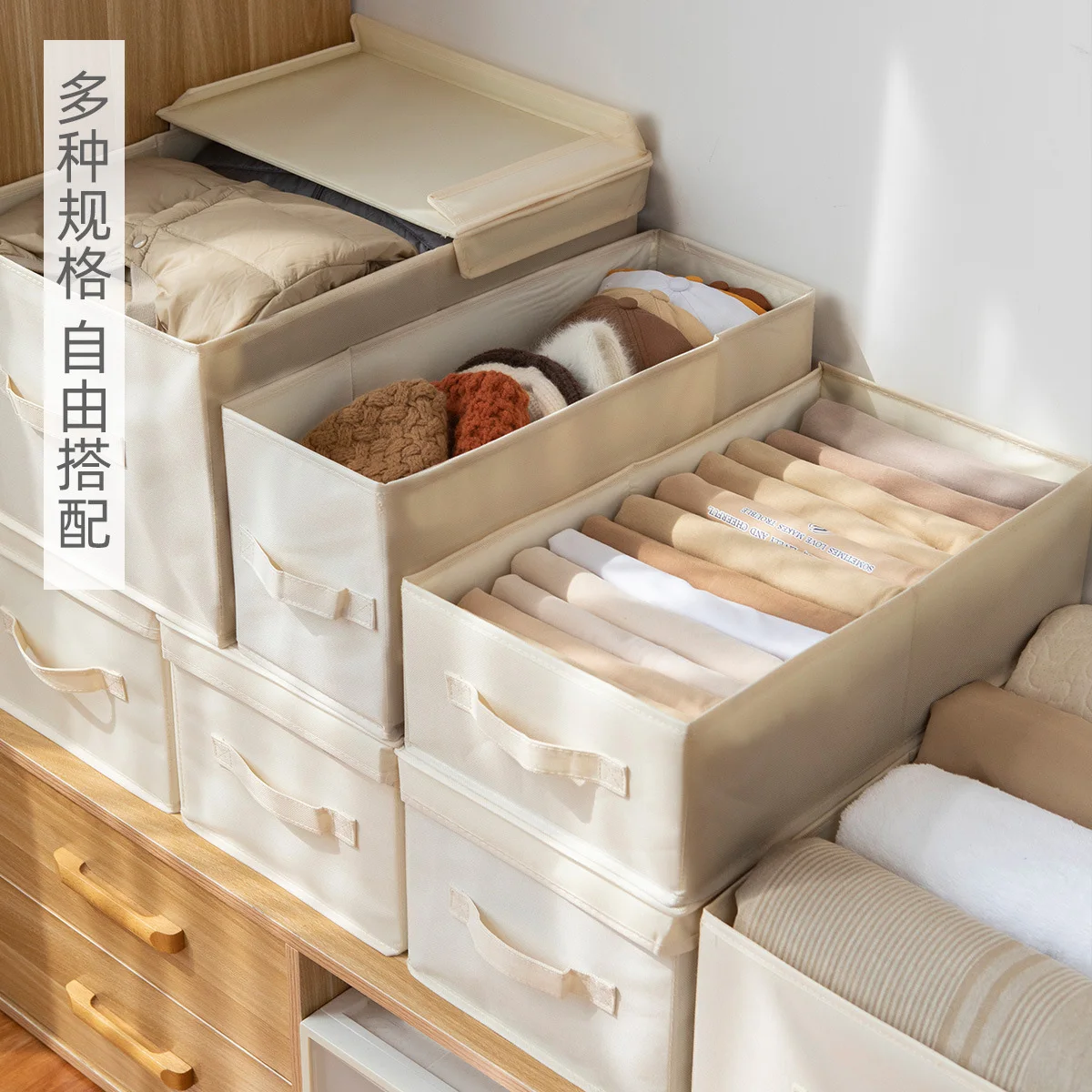 Customized Factory Price Cloth Fabric Storage box Foldable fabric storage bins & boxes for clothes book kids toys OEM