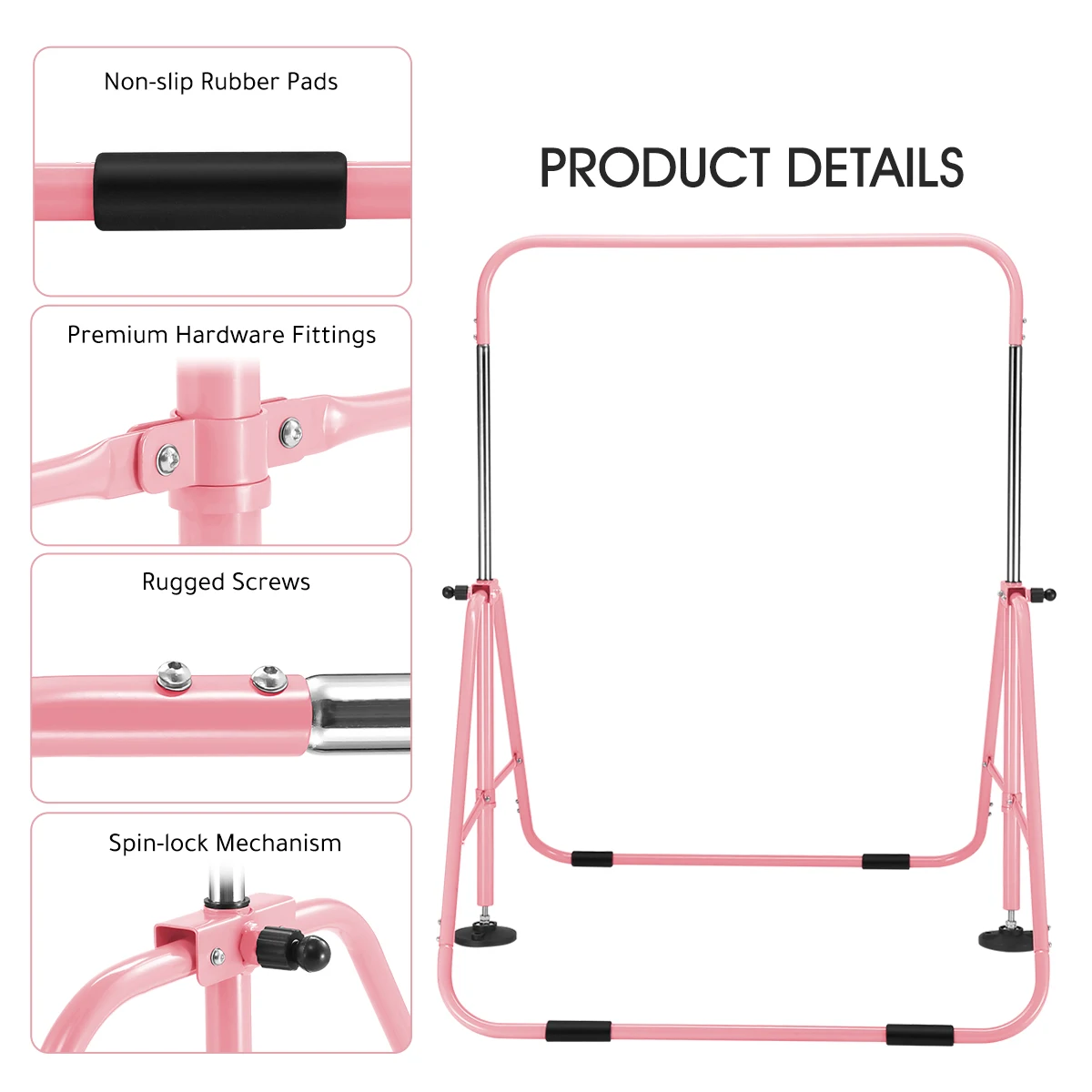 Kids Gymnastics Bar Training Equipment Home Folding Junior Kip Bar for 3-7 Years