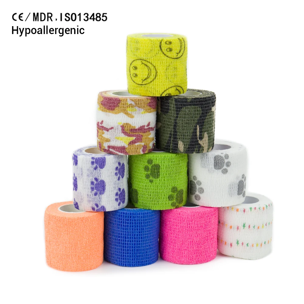 2024 China pet horse Self Adhesive Cohesive Bandage Blue 7.5cm Sport Support Wrap Roll Vet Wrap Roll medical Support Stretch tap
