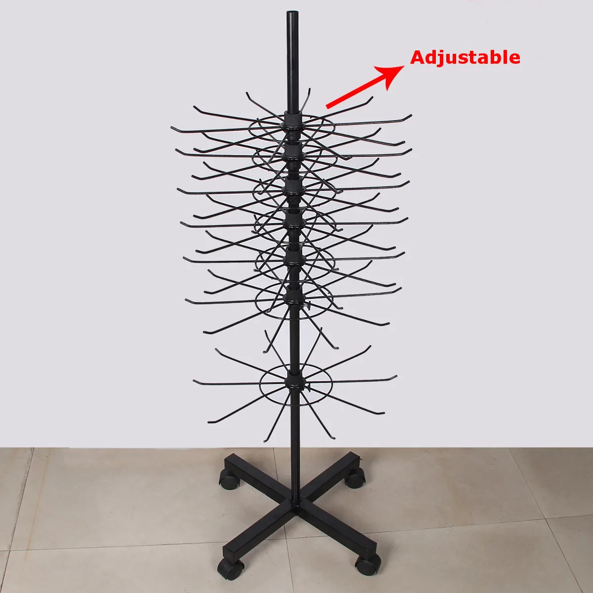 Metal 7 Tiers Spinner Display Rack Jewelry Keyring Sock Rotating Display Rack