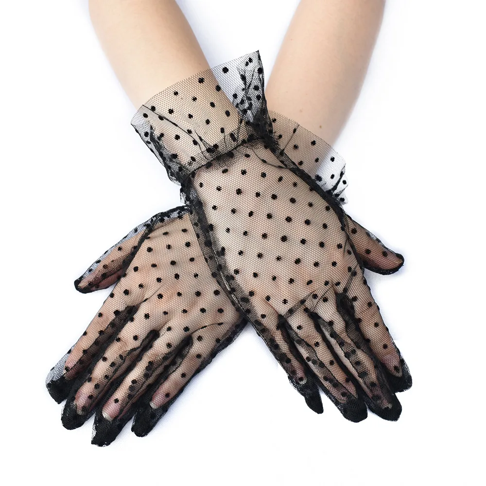 high quality women lace dot glove wedding party women Wedding short Gloves