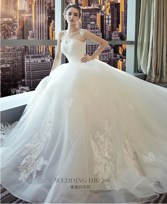 Женское свадебное платье со шлейфом, белое кружевное платье невесты со шлейфом, 2021