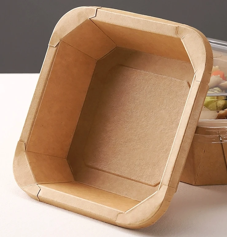 Ebelee Eco Friendly Restaurant Take away Container Custom Print Disposable Fast food salad Container Paper Food Octangle Bowl