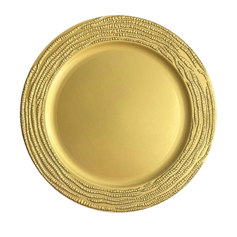 Cheap Wholesale Wedding Presentation Plate Party Table 13 inches Champagne Gold Royal Blue Reef Plastic Charger Plates