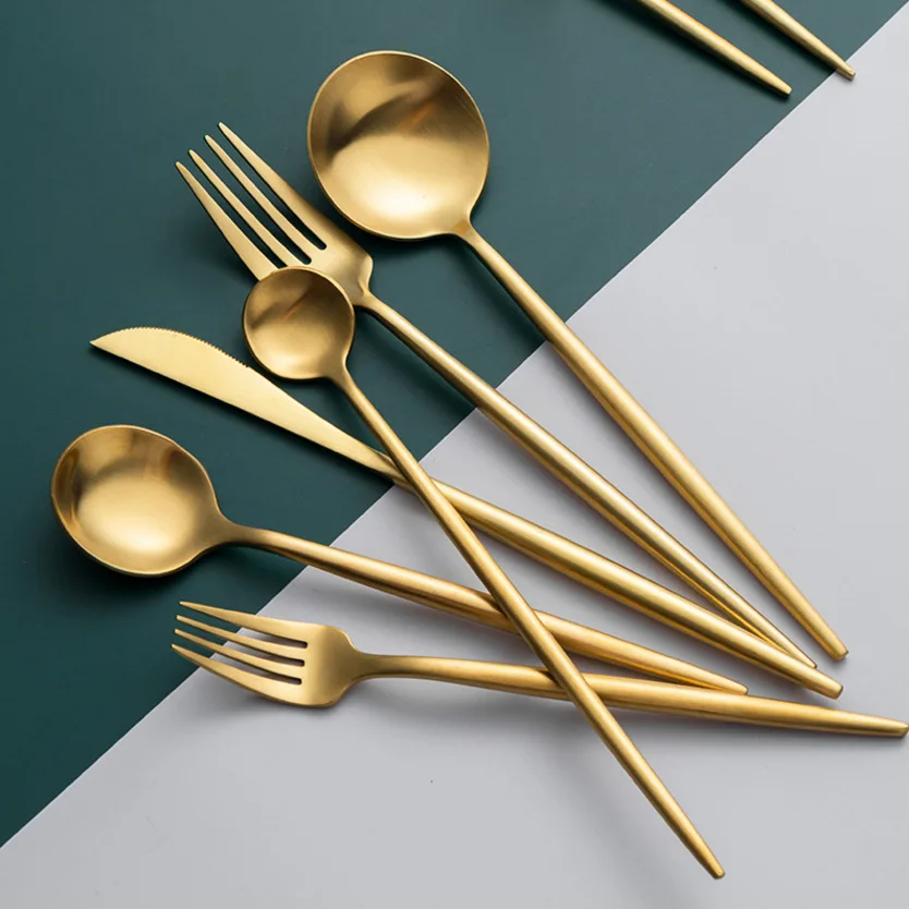Stainless Steel Metal Tableware Creative Matte Travel Cutlery Set