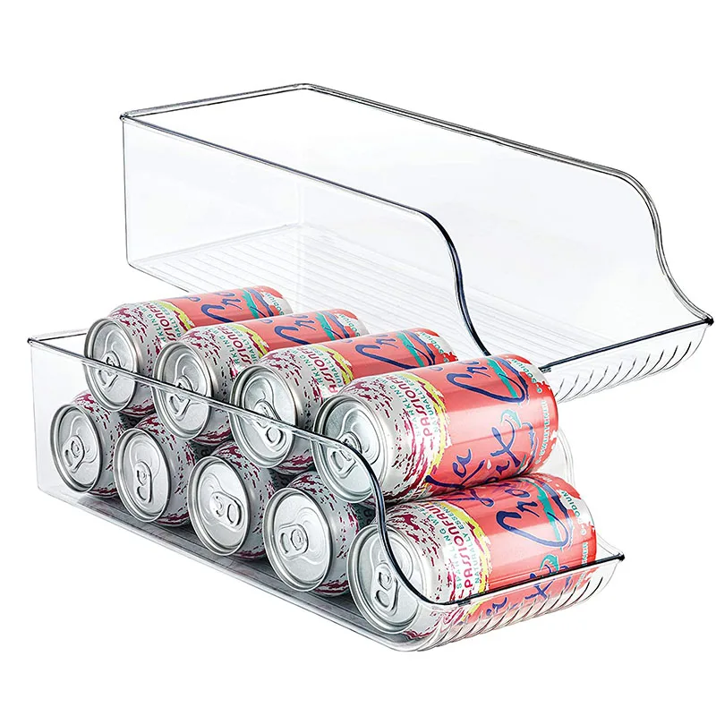 Transparent  Plastic Storage Freezer Organizer Refrigerator Stackable Storage Box Softdrink Household Storage Rack