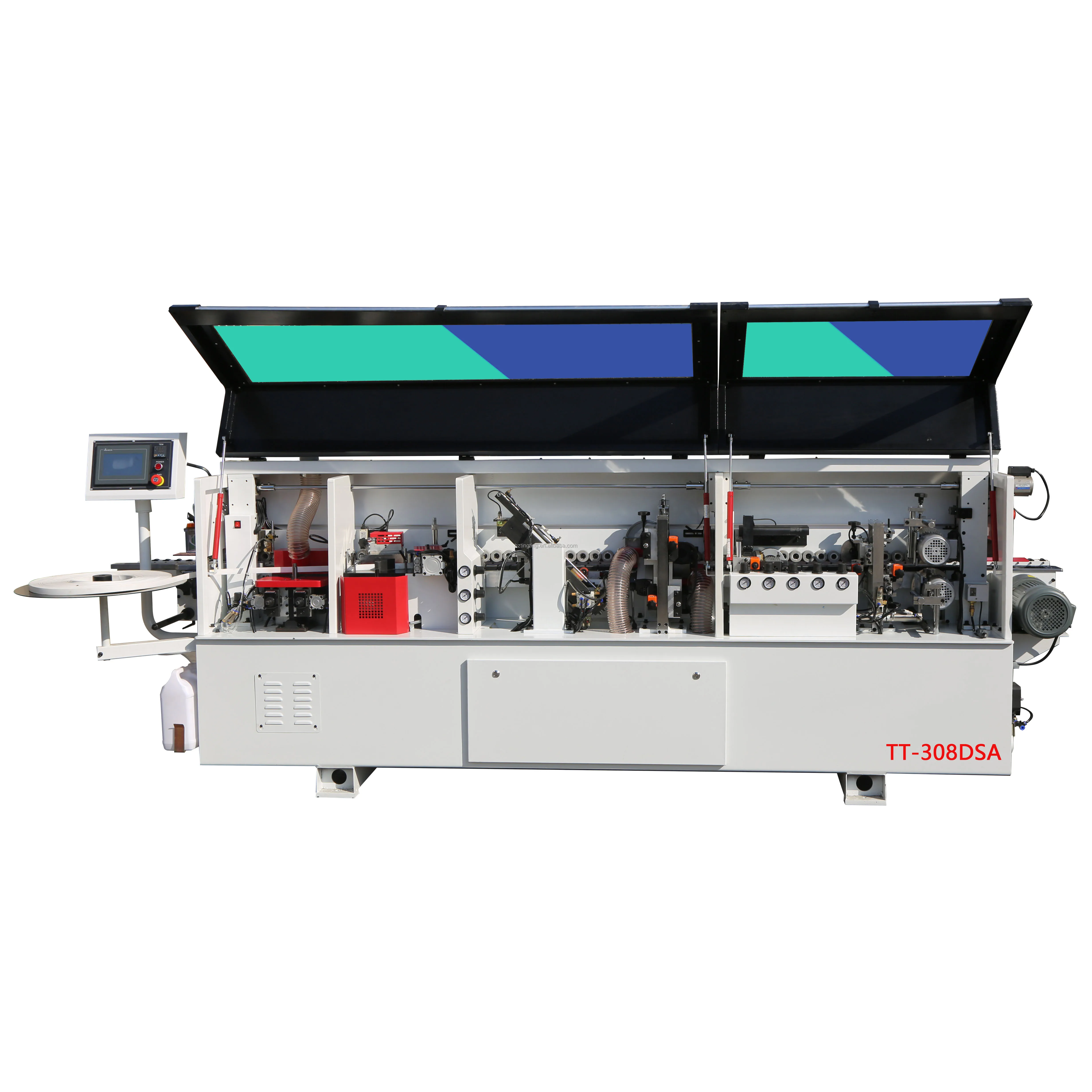 Автоматическая компактная кромкооблицовочная машина 308DSA, угловые круглые, предварительно фрезерные функции, Кромкооблицовочный станок для деревообработки