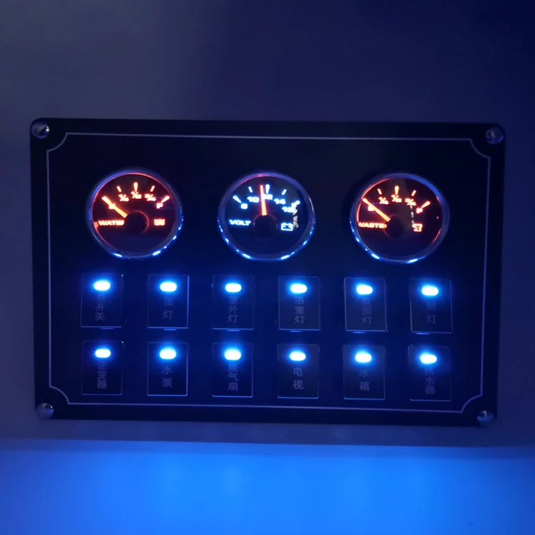Modified Control Panel Switch with Text Light Transmission Switch Blue Wave Button RV Motorhome Switch Button RV Control Panel
