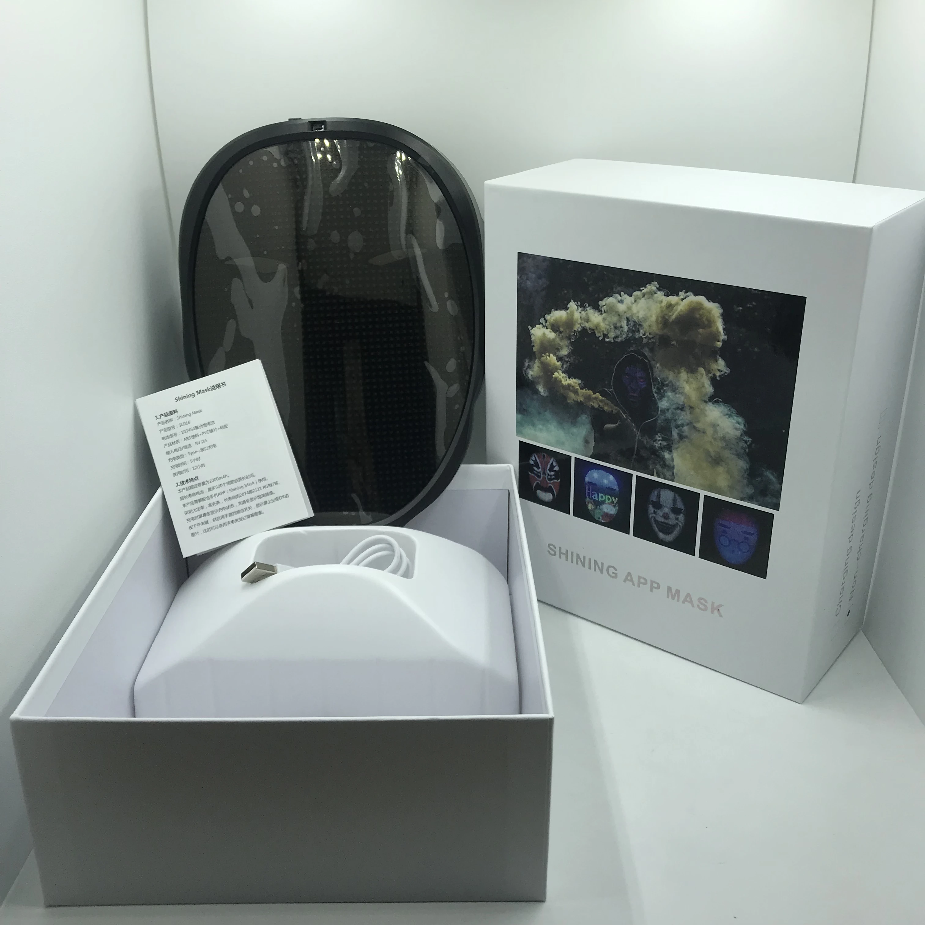 New LED Mask multi light up induction face mask Christmas luminous mask for party APP control USB Rechargeable