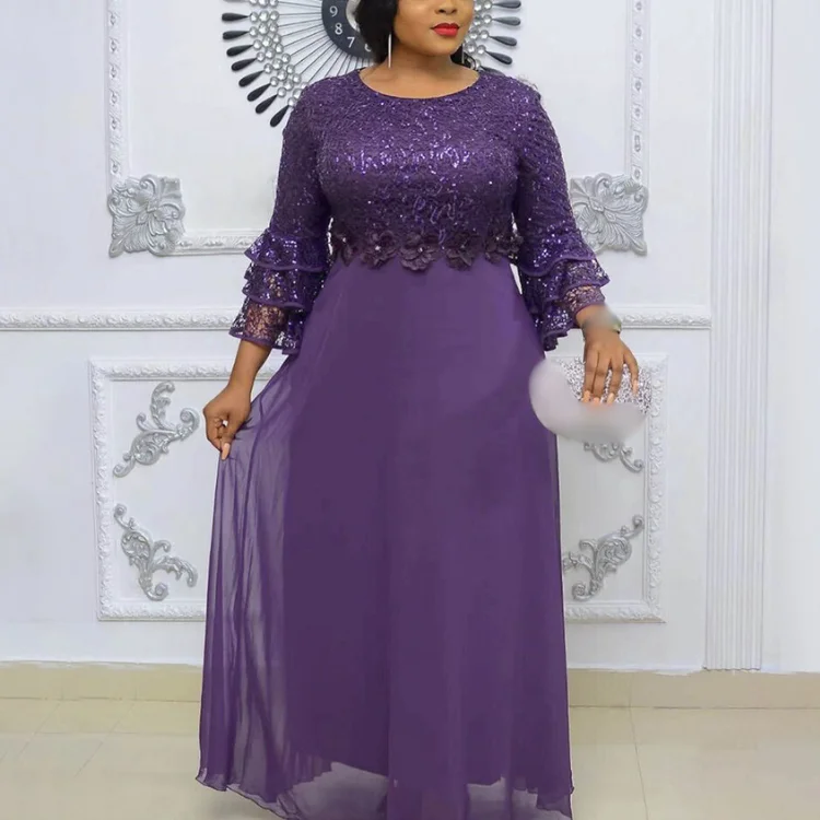 Plus Size African Party Dresses for Women 2022 New Fashion Dashiki Ankara Lace Wedding Gowns Elegant Turkey Muslim Maxi Dress