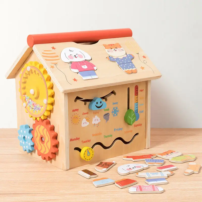 2024 New Arrival  Busy House Multi-functional Wooden Montessori Busy Board for 3+ Year Old Educational Gifts for Boys and Girls