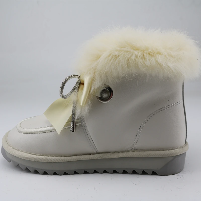 Women Winter Warm Snow Boots Soft Thicken Bowknot Flat Bottom Round Head Shoes