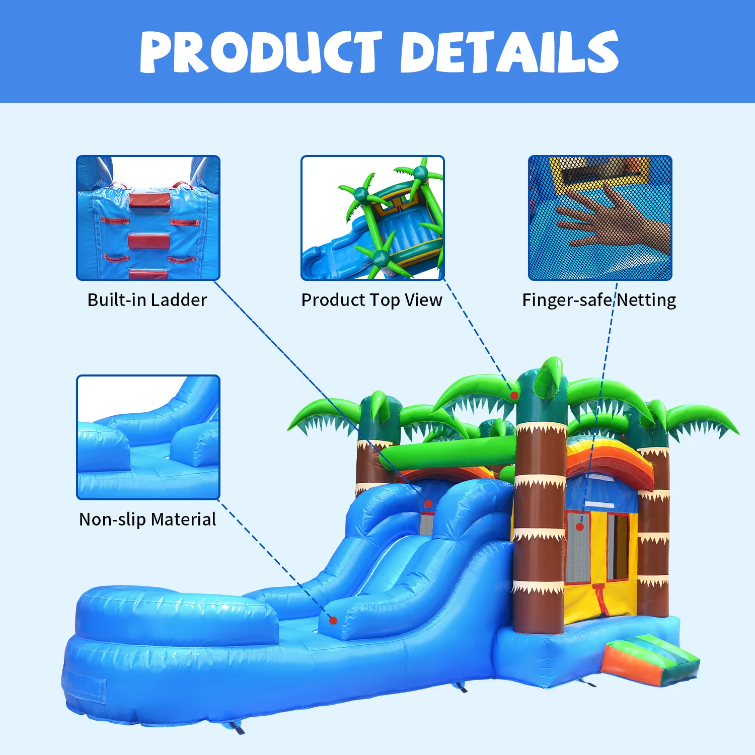 Coconut Tree Inflatable Bounce Slide Combo Inflatable Bouncer Castle Inflatable Trampoline